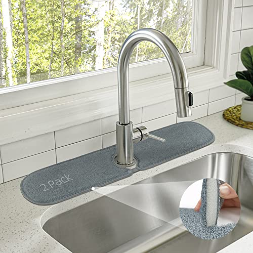 2 Pack Faucet Mat for Kitchen Sink, LOPNUR 24 inch Long Kitchen Sink S