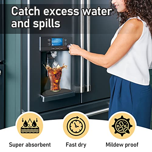 Refrigerator Drip Tray 2 Pack: Cuttable Refrigerator Drip Catcher for Refrigerator Water Dispenser, Non-slip Design Fridge Water Drip Tray for Samsung, Whirlpool, GE (Grey, Semi-Circular)