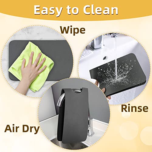 Faucet Mat for Kitchen Sink, 24 inch Long Faucet Drip Catcher, Cut to Fit Kitchen Sink Mat for Faucet, Sink Splash Guard with Super Absorbent Diatomite Fast Drying Mat 24''x5.5'' (Gray, 1 Pack)