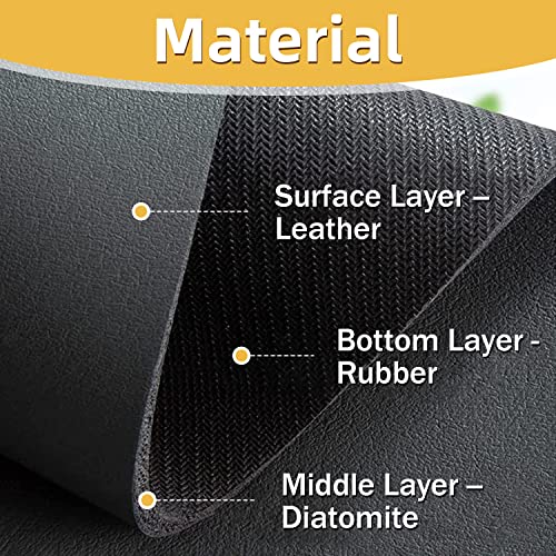Faucet Mat for Kitchen Sink, 24 inch Long Faucet Drip Catcher, Cut to Fit Kitchen Sink Mat for Faucet, Sink Splash Guard with Super Absorbent Diatomite Fast Drying Mat 24''x5.5'' (Gray, 1 Pack)