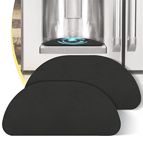 Refrigerator Drip Catcher Tray: Cuttable Refrigerator Drip Tray for Fridge Water Dispenser, Absorbent Drip Tray, Refrigerator Accessories for Whirlpool, GE, Samsung (2PCS, Black) (Semi-Circular)