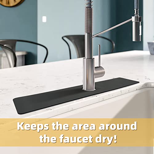Faucet Mat for Kitchen Sink, 24 inch Long Faucet Drip Catcher, Cut to Fit Kitchen Sink Mat for Faucet, Sink Splash Guard with Super Absorbent Diatomite Fast Drying Mat 24''x5.5'' (Gray, 1 Pack)