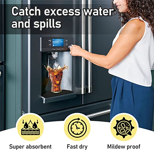 Refrigerator Drip Catcher Tray: Cuttable Refrigerator Drip Tray for Fridge Water Dispenser, Absorbent Drip Tray, Refrigerator Accessories for Whirlpool, GE, Samsung (2PCS, Black) (Semi-Circular)